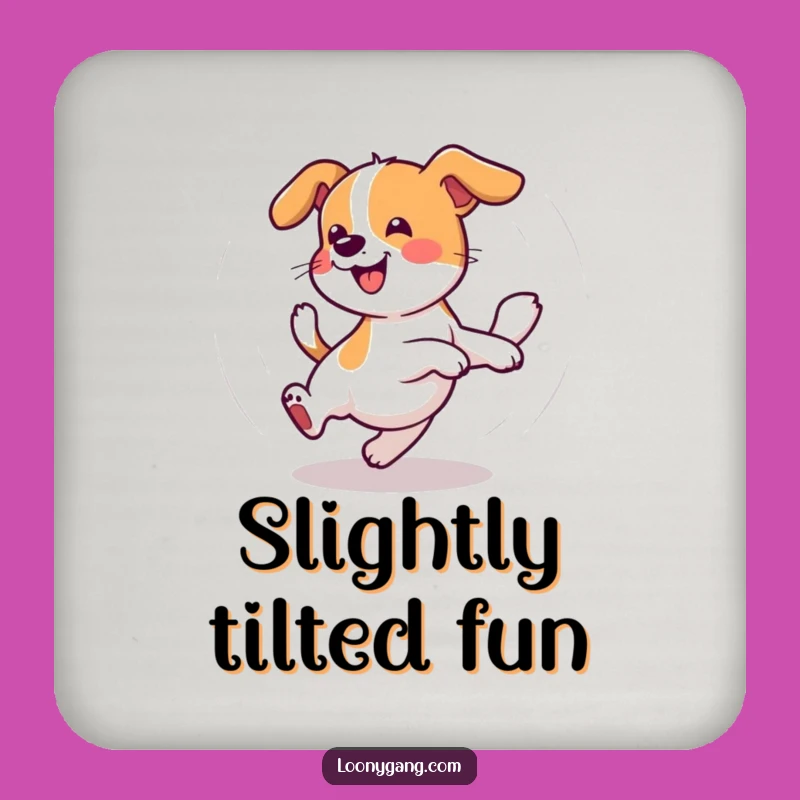 Funny Wobbly Dog Drink Coaster: Dizzy Tail Chaser Protector