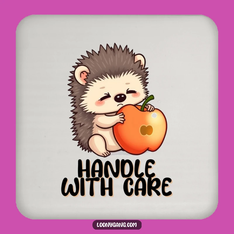 Funny Hedgehog Coaster: Bewildered Cub Apple Protection For A Funny Gift