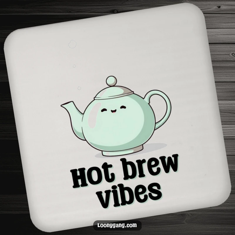 Funny Eccentric Teapot Coaster: A surface protector with an eccentric teapot whistling dramatically with steam, adding theatrical humor.