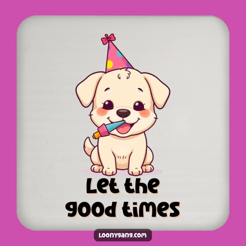 Funny Dog Party Coaster - Celebration Pup Drink Protector, Housewarming Gift