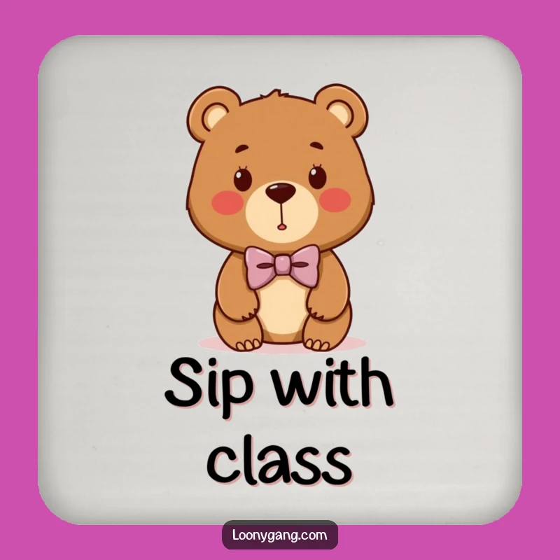 Funny Bear Cub Bowtie Coaster Set: Adorable Cartoon Bear Protection, Essential Funny Gift