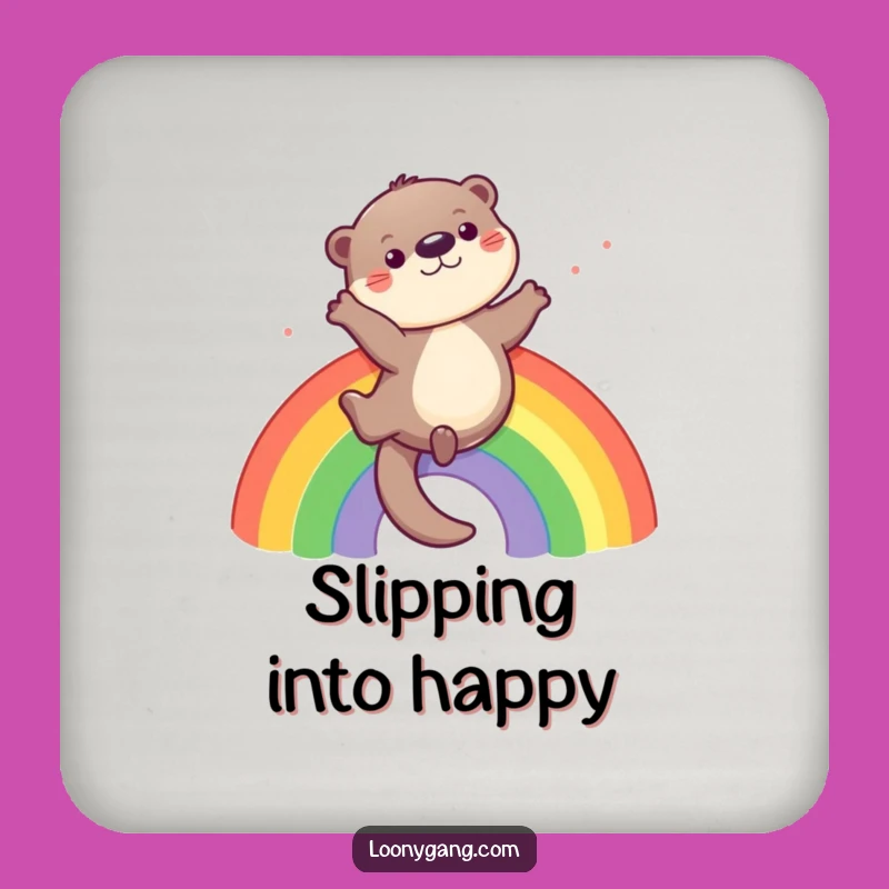 Funny Otter Rainbow Coaster: Protect Surfaces with Playful Charm