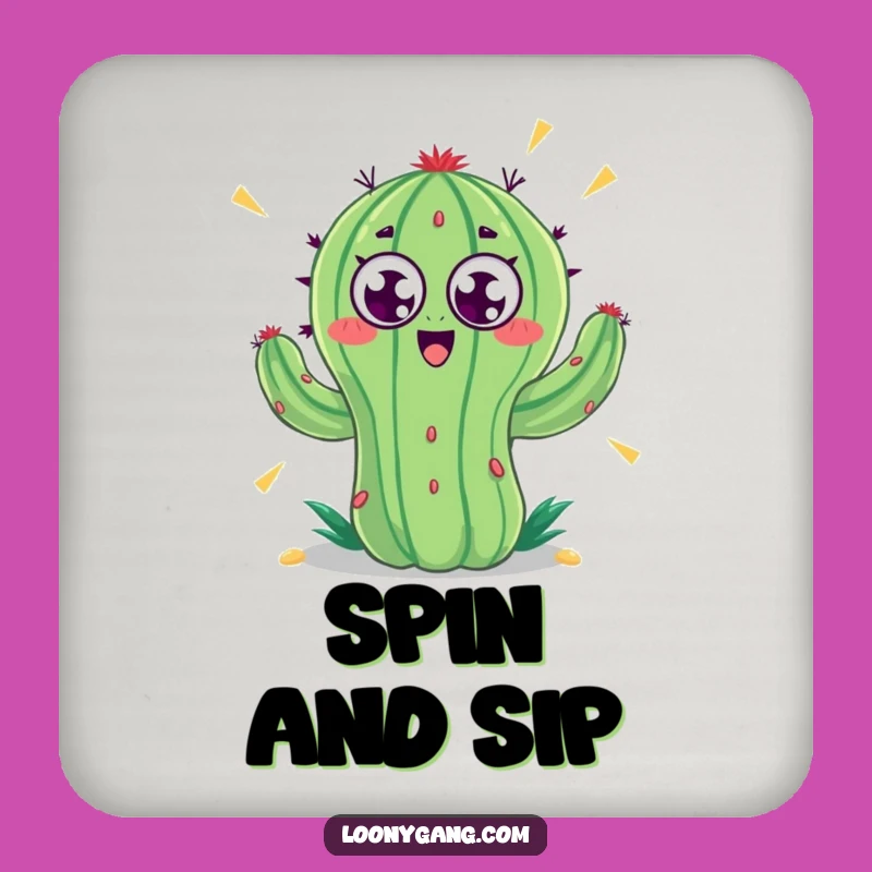 Funny Googly Eyes Spinning Cactus Coaster: Protect Surfaces with Humor