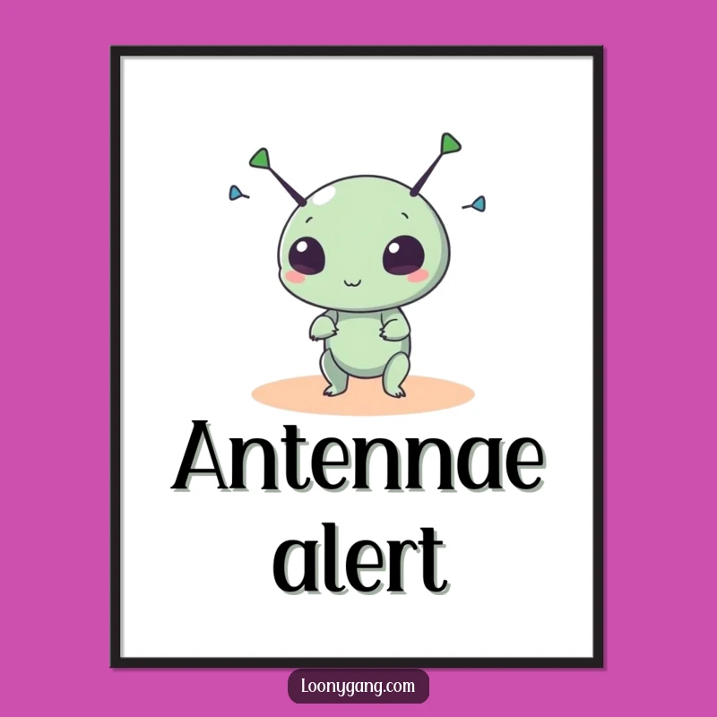 Funny Alien Antennae Poster: Cute Sci-Fi Creature Art, Perfect Funny Gift for Walls