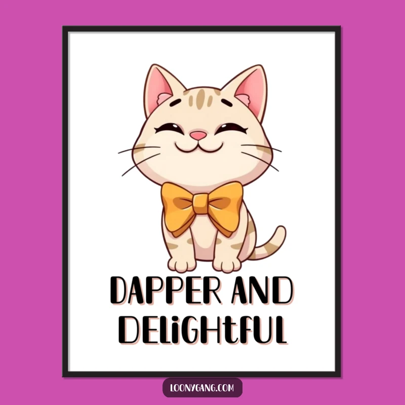Funny Cat Bowtie Poster - Whimsical Wall Art for Cat Lovers