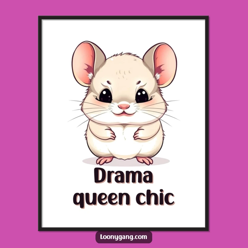 Funny Chinchilla Poster: Funny Face Wall Art, Comical Decor Gift