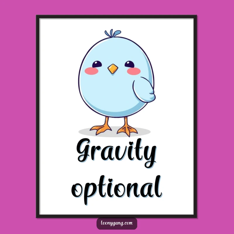 Funny Blue Bird Poster: Comical Wobbly Feet Art Is Perfect Hilarious Wall Decor