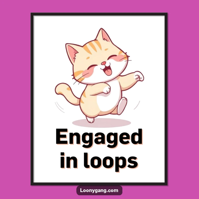 Funny Cat Tail Poster - Dizzy Spin Wall Art, Hilarious Home Gift