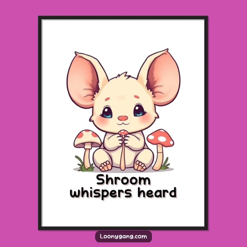 Funny Creature Art Poster - Oversized Ears Listening, Perfect Quirky Decor Gift