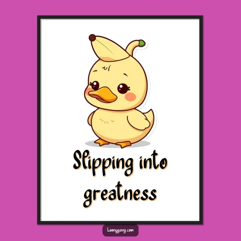 Funny Duckling Poster: Banana Peel Wall Art, Silly Decor Gift