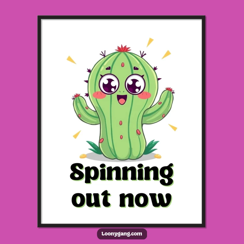Funny Spinning Cactus Googly Eyes Poster: Whimsical Wall Art for Laughs