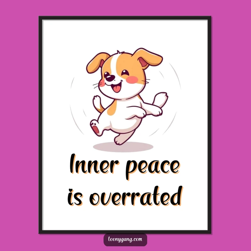 Funny Wobbly Dog Poster: Dizzy Tail Chaser Wall Art Decor