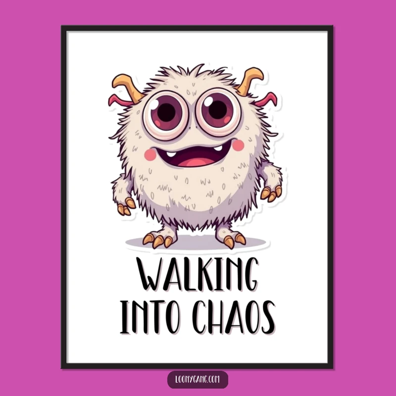 Funny Fuzzy Monster Poster: Tripping Eyes - Quirky Wall Art!