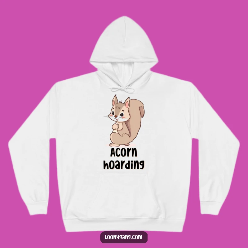 Funny Squirrel Hiding Acorn Hoodie - Mischievous Nutty Sweatshirt Gift