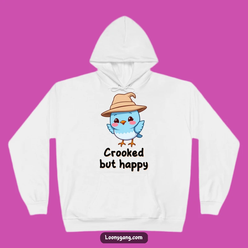 Funny Blue Bird Hoodie: Cozy Smiling Bird in Big Hat, Warm & Quirky Gift