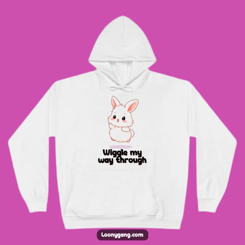 Funny Bunny Wiggle Hoodie: Cozy Cartoon Rabbit Hopping, Awesome Funny Gift for Cold Days