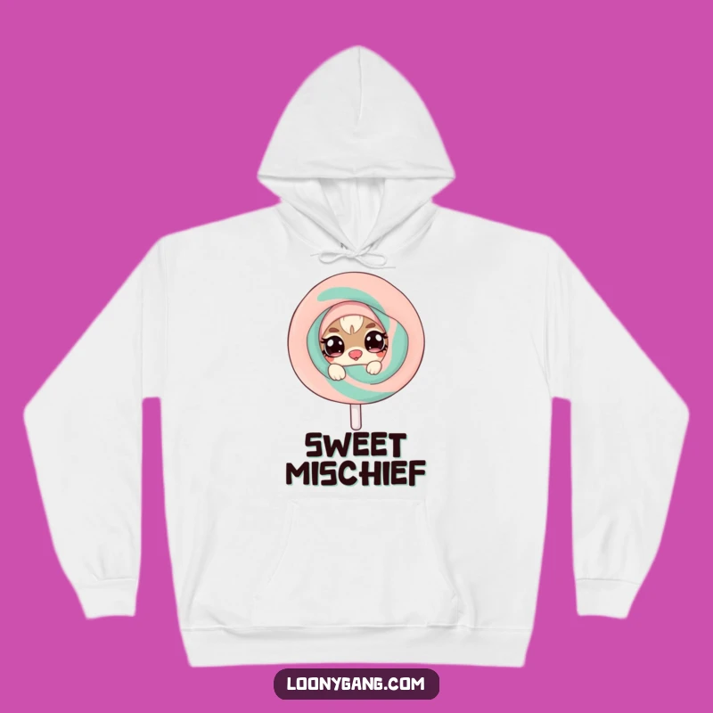 Funny Mischief Creature Hoodie - Twinkling Eyes, Cozy Lollipop Fun Gift