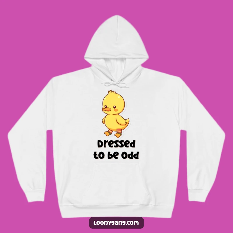Funny Mismatched Socks Duckling Hoodie, Bright Yellow Sweatshirt, Humorous Gift for Her