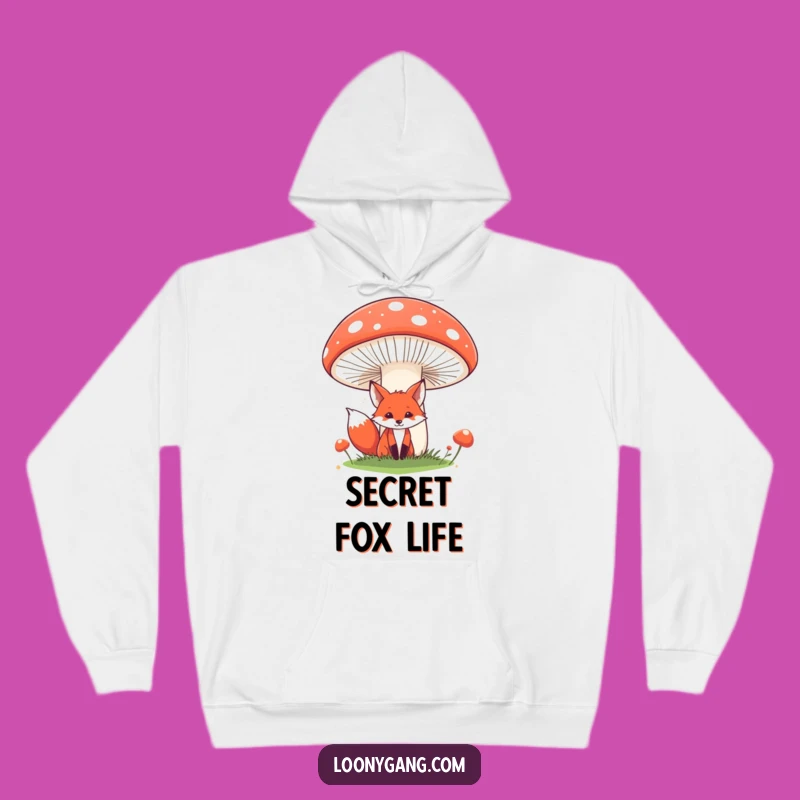 Funny Fox Hoodie: Cozy Hidden Fox Behind Mushroom, Warm & Whimsical Gift