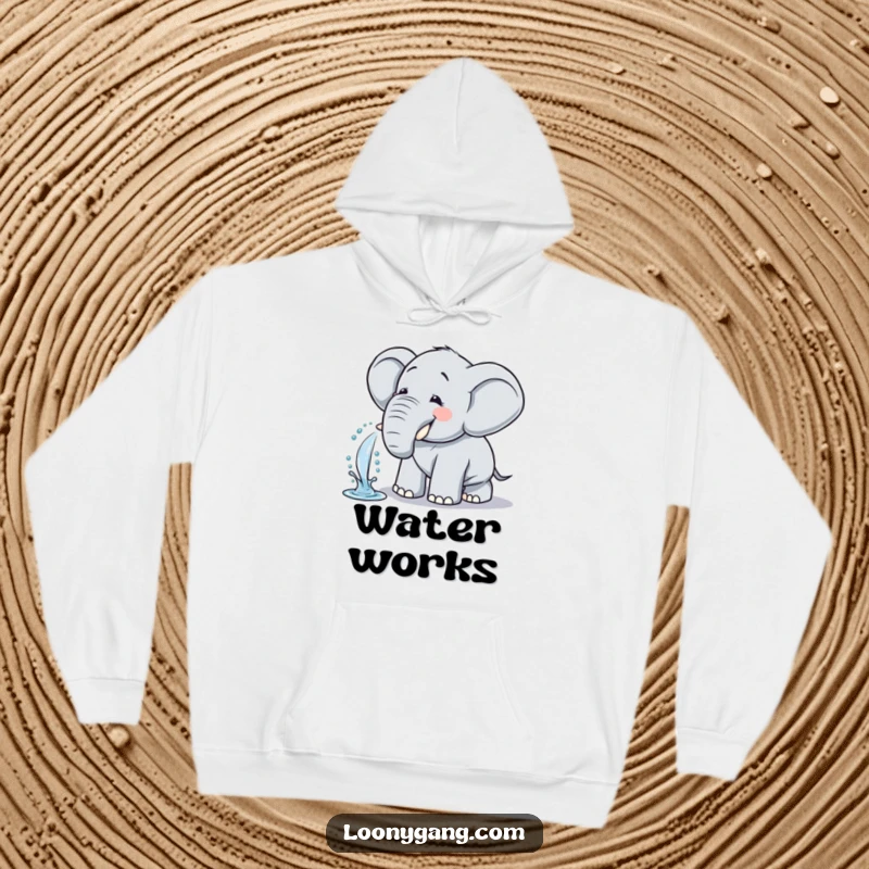 Funny Elephant Hoodie: Soft, warm hoodie featuring a comical, giggling elephant spraying water.