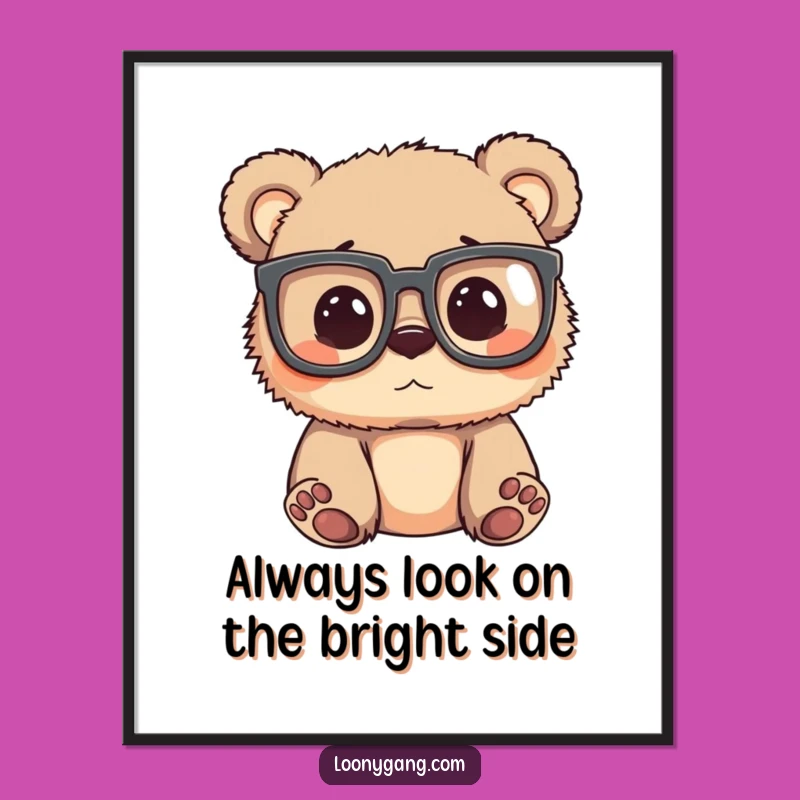 Free Printable Bear Cub Glasses Wall Art: Silly Peering Downloadable Decor