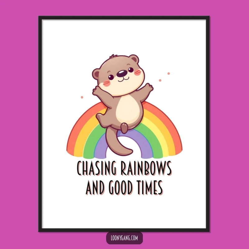 Free Printable Wall Art: Playful Otter Rainbow - Funny Downloadable Cheer