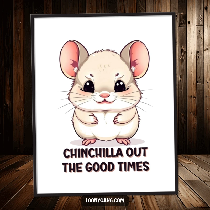 Funny Free Printable Chinchilla Wall Art: Comical cub making a hilarious and adorable face.