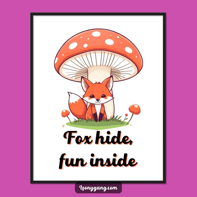 Free Printable Fox Wall Art: Forest Secret! Giant Mushroom Vibes. Downloadable Decor