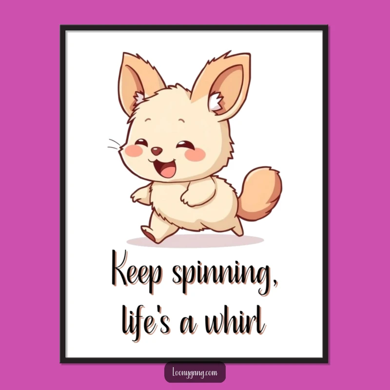 Free Printable Giggling Creature Wall Art: Funny Tail Chase Downloadable Decor