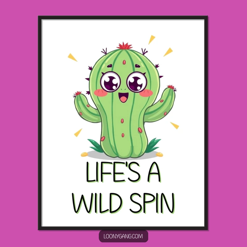 Free Printable Wall Art: Googly Eyed Cactus Spinning - Hilarious Downloadable Decor