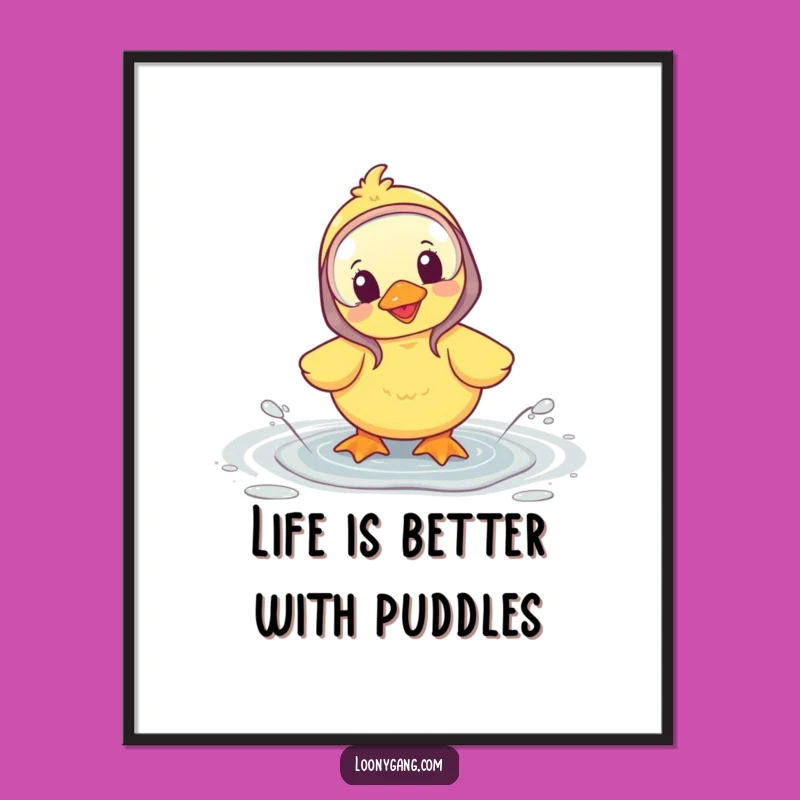 Free Printable Wall Art: Happy Duckling in Galoshes, Whimsical Downloadable Decor for Fun