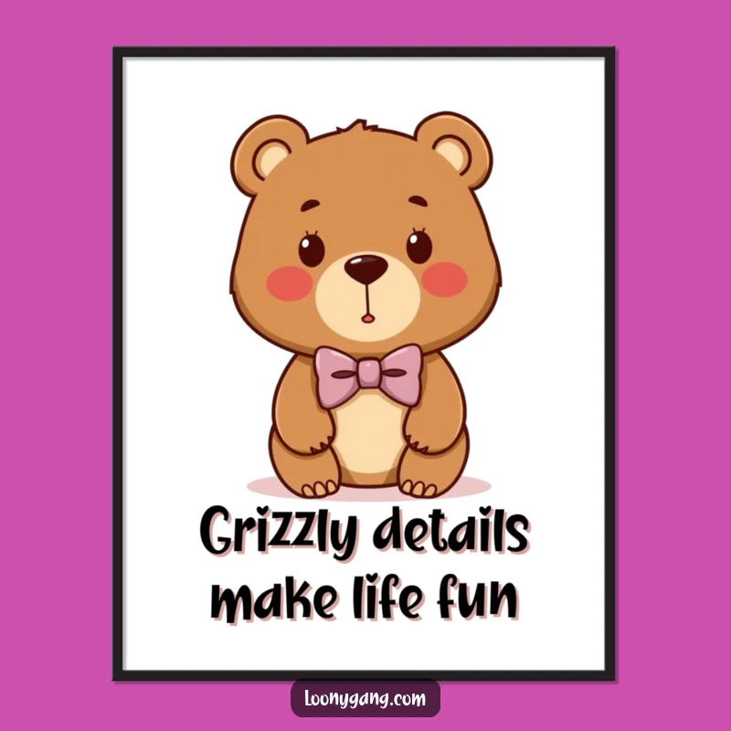 Funny Free Printable Wall Art: Bear Cub Bowtie, Humorous Decor Downloadable Art Gift