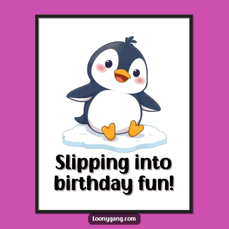 Funny Free Printable Wall Art: Penguin Slip - Humorous Downloadable Decor!