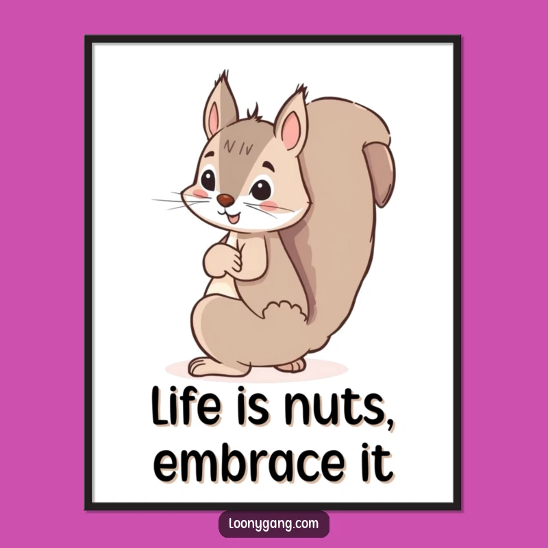 Funny Free Printable Wall Art: Squirrel's Acorn Secret, Downloadable Decor