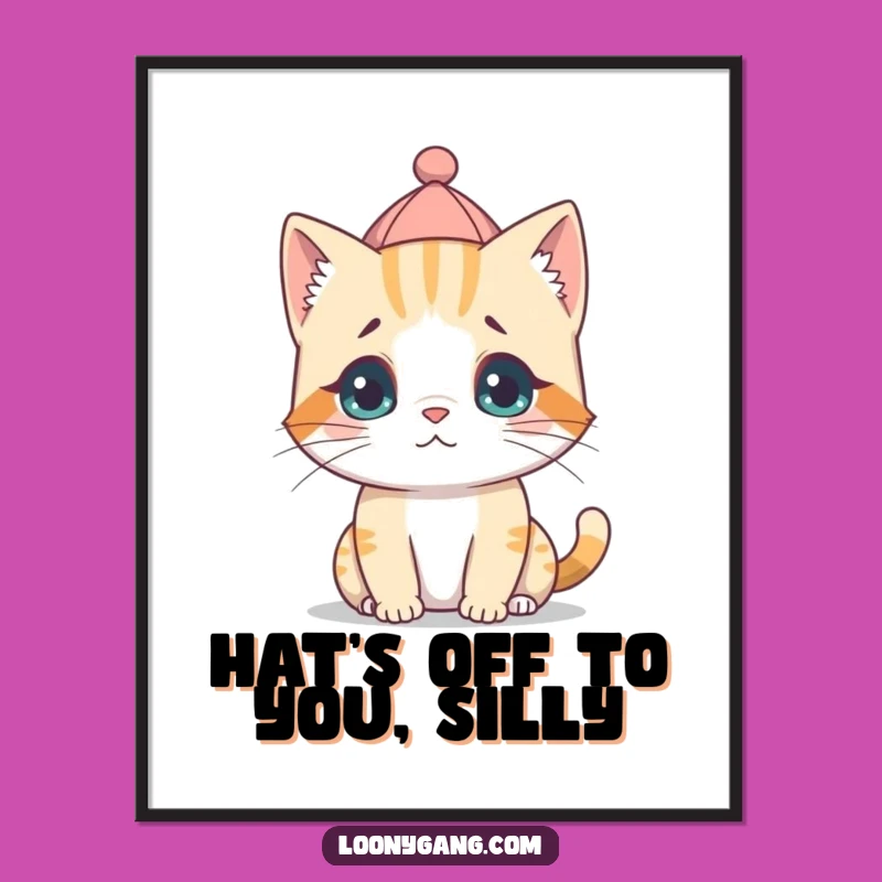 Free Printable Cat Wall Art: Confused Hat Fun Downloadable Decor
