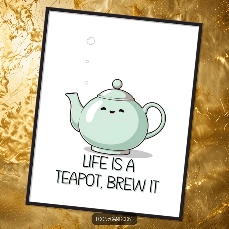Funny Free Printable Wall Art: an eccentric teapot whistling with a dramatic steam effect, bringing warmth to your walls.