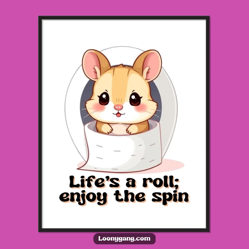Funny Free Printable Wall Art: Silly Hamster Toilet Paper Roll Art Downloadable Gift!