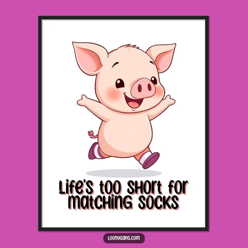 Free Printable Piggy Art: Funny Socks Piglet Downloadable Wall Decor