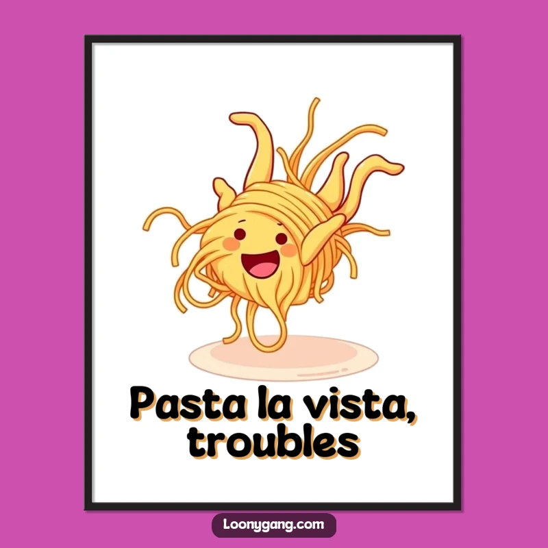 Funny Free Printable Wall Art: Spaghetti Noodle Somersault - Quirky DIY Decor!