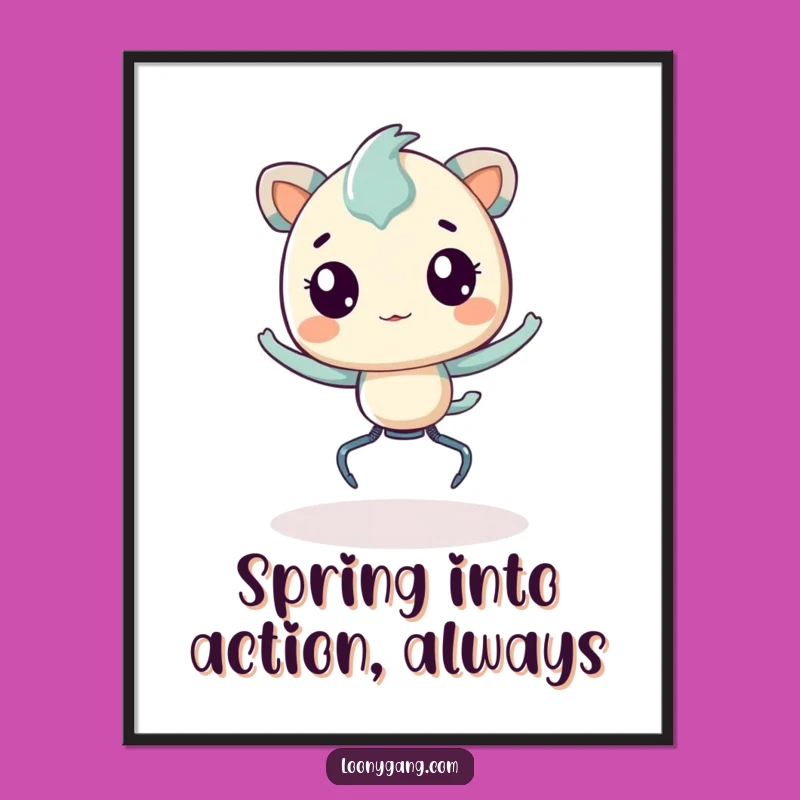 Free Printable Wall Art: Bouncing Creature Kawaii Style for a Funky DIY Decor Gift