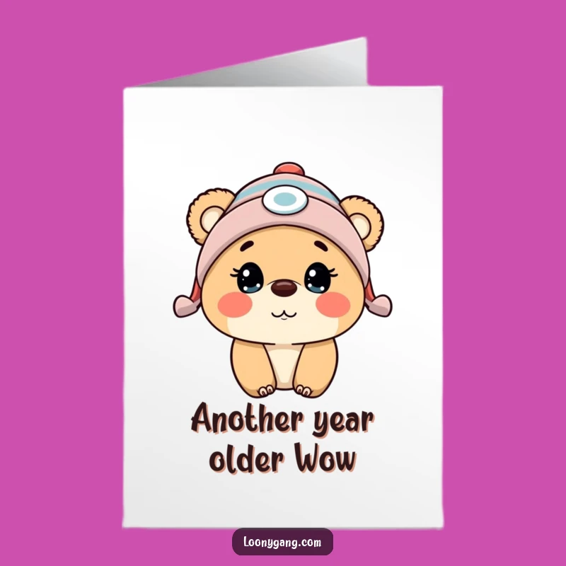 Free Printable Birthday Card: Surprised Bear Cub Funny Downloadable Gift