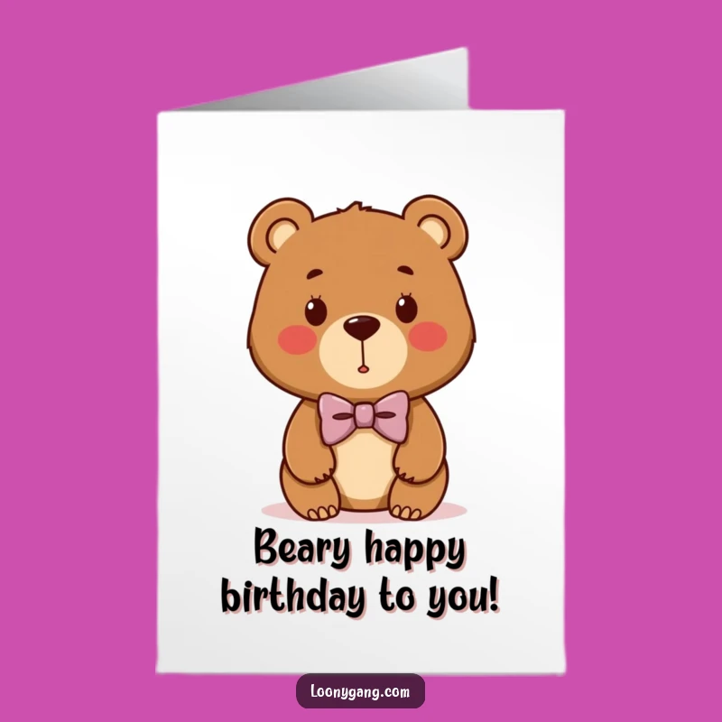 Free Printable Birthday Card: Bear Cub Bowtie, Perfect Humorous Downloadable Gift