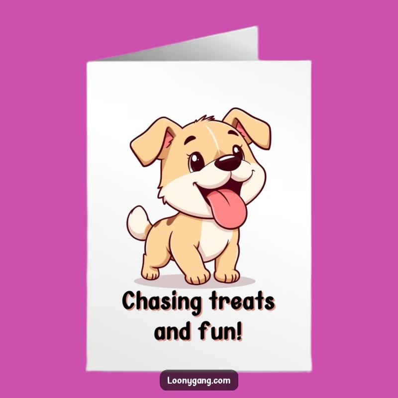 Free Printable Dog Birthday Card: Silly Tail Chase Downloadable Gift