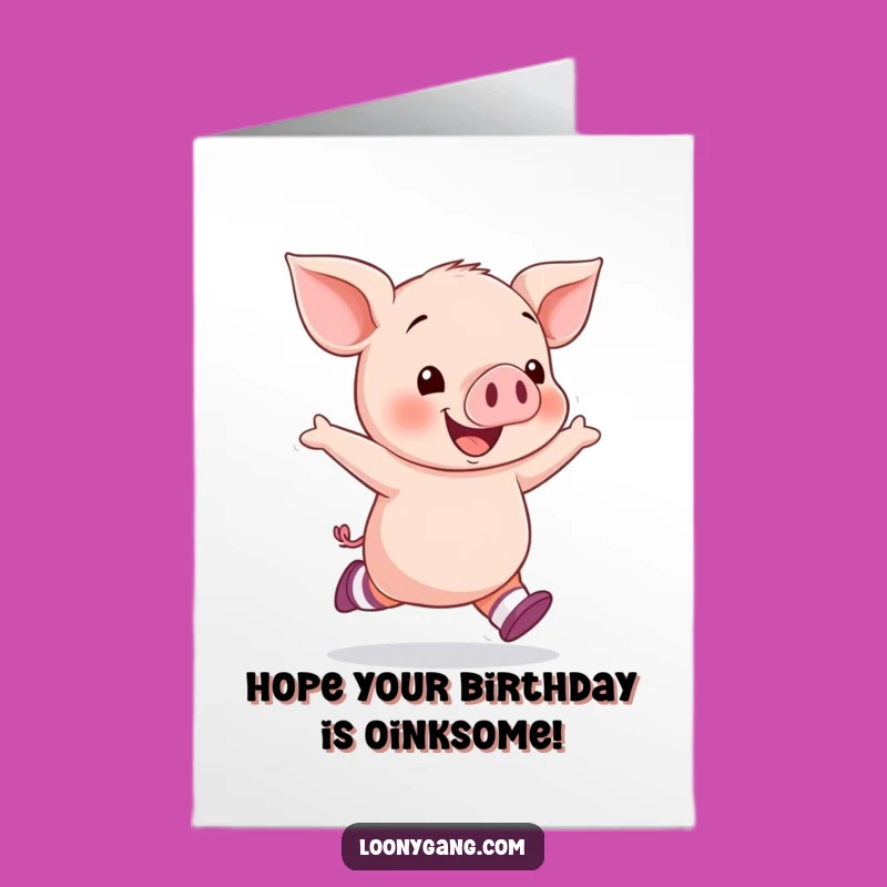 Free Printable Piggy Birthday Card: Funny Socks Pup Downloadable Gift