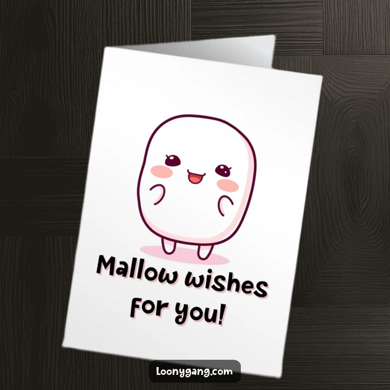 Funny Free Printable Birthday Card: A happy, jiggly marshmallow character wiggling with infectious silliness and pure delight.