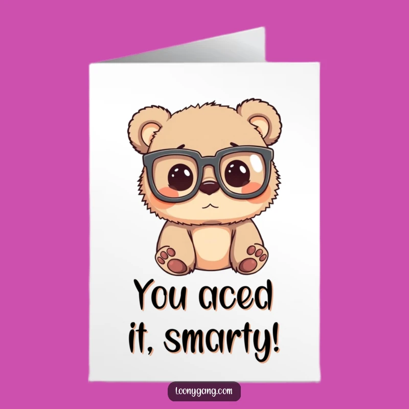 Free Printable Bear Cub Glasses Congratulations Card: Peering Joy Downloadable