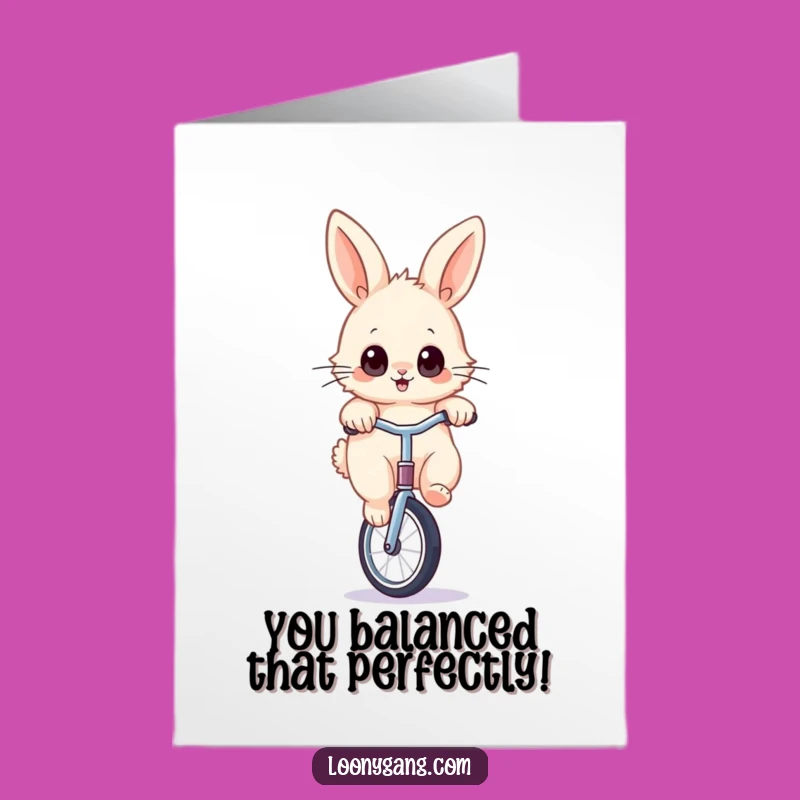 Free Printable Bunny Congrats Card: Unicycle Rabbit Downloadable