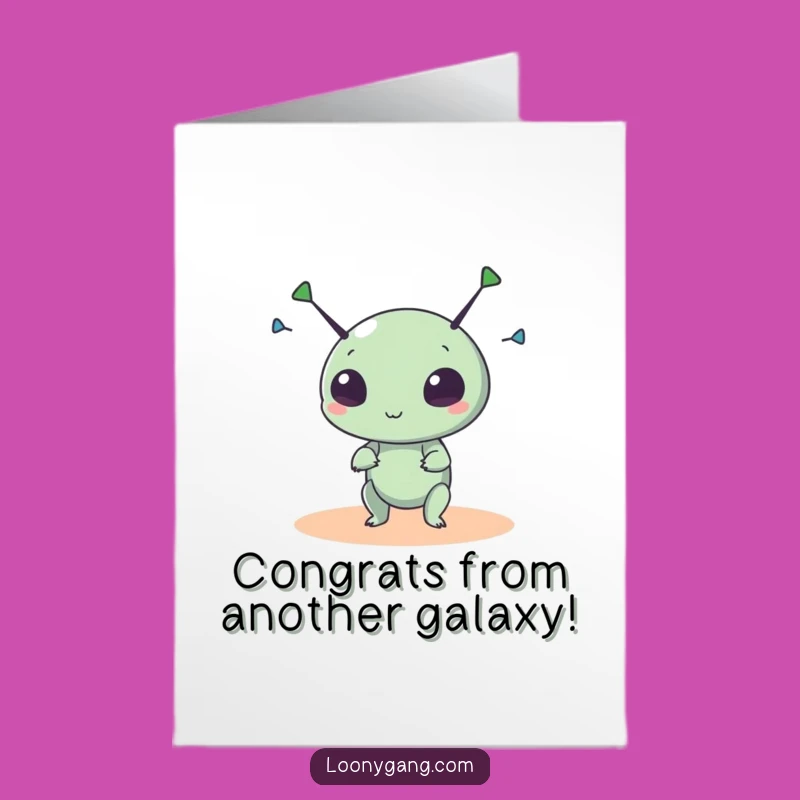 Free Printable Congrats Card: Alien Spin, Humorous Congratulations Downloadable Gift
