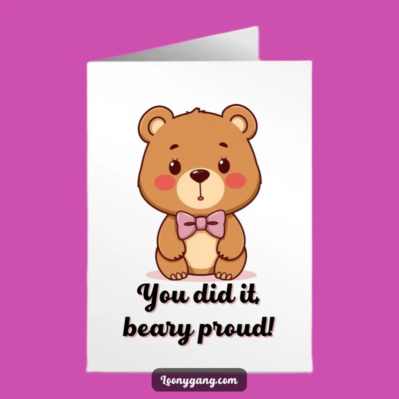 Free Printable Congrats Card: Bear Cub Bowtie, Humorous Congratulations Downloadable Gift