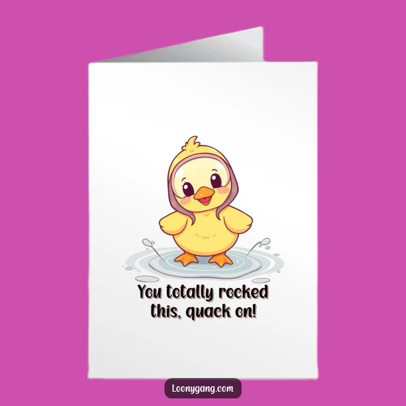 Free Printable Congrats Card: Duckling in Galoshes, Joyful Downloadable Greeting for Success